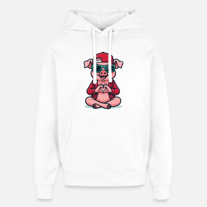 Vibrations d’amour de cochon - Sweat à capuche unisexe Stanley/Stella Oversized - blanc