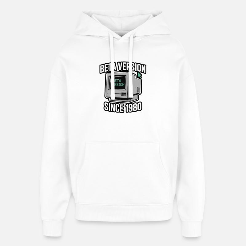 Retro Computer Beta Version Design - Oversized Unisex Hoodie by Stanley/Stella - white
