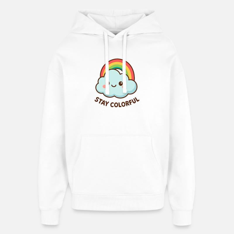 Joli motif arc-en-ciel avec des nuages - Sweat à capuche unisexe Stanley/Stella Oversized - blanc