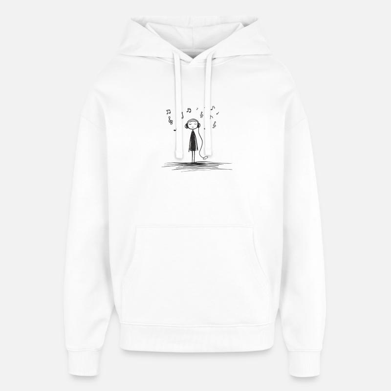 Écouter de la musique - Sweat à capuche unisexe Stanley/Stella Oversized - blanc