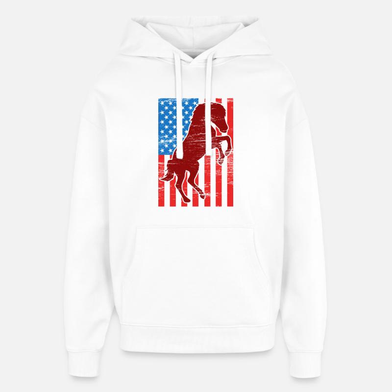 Chevauchement du drapeau américain - Sweat à capuche unisexe Stanley/Stella Oversized - blanc