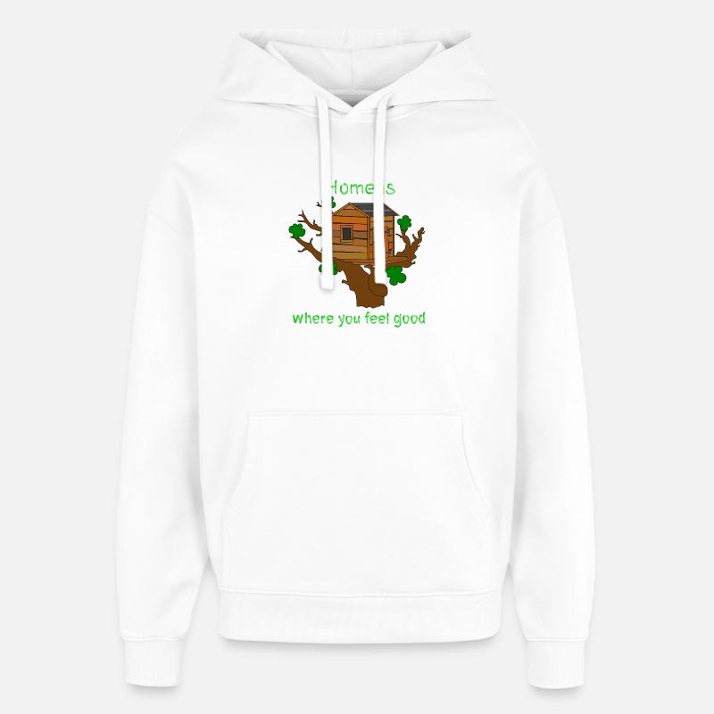 Cabane dans les arbres avec dicton - Sweat à capuche unisexe Stanley/Stella Oversized - blanc