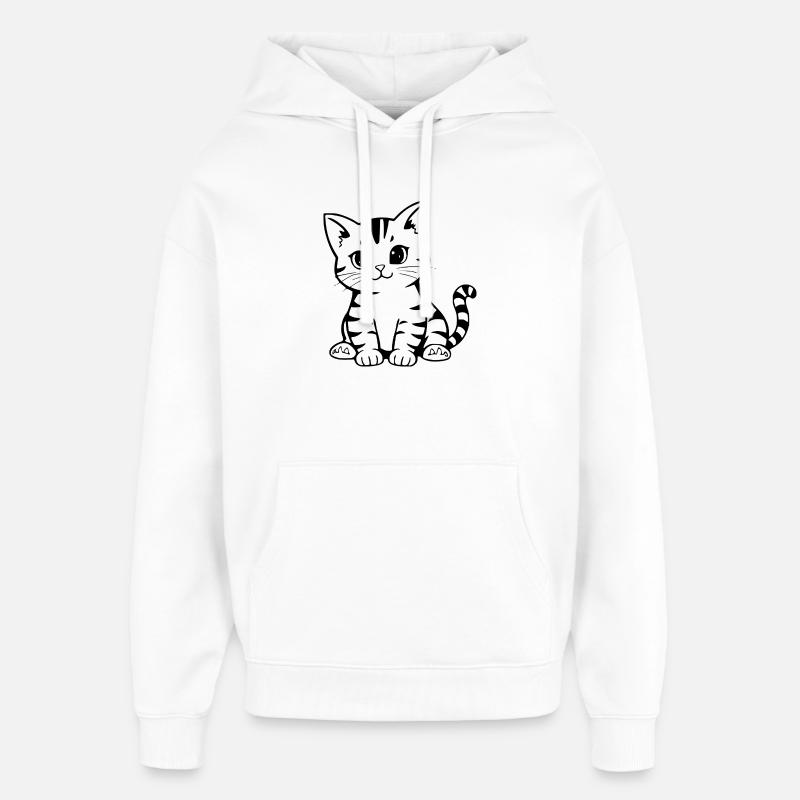 Cadeau de Noël Chat chaton Chat - Sweat à capuche unisexe Stanley/Stella Oversized - blanc