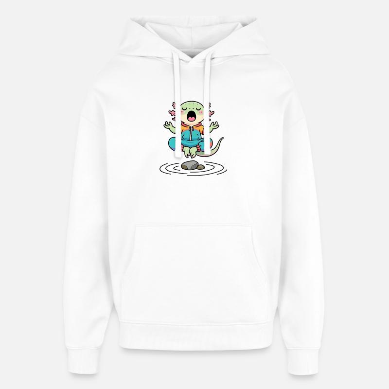 Axolotl Zen en méditation - Sweat à capuche unisexe Stanley/Stella Oversized - blanc