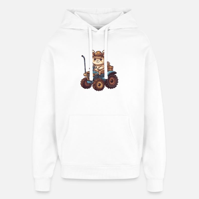Alpaka Llama Traktor Farmer - Oversized Unisex Hoodie von Stanley/Stella - Weiß