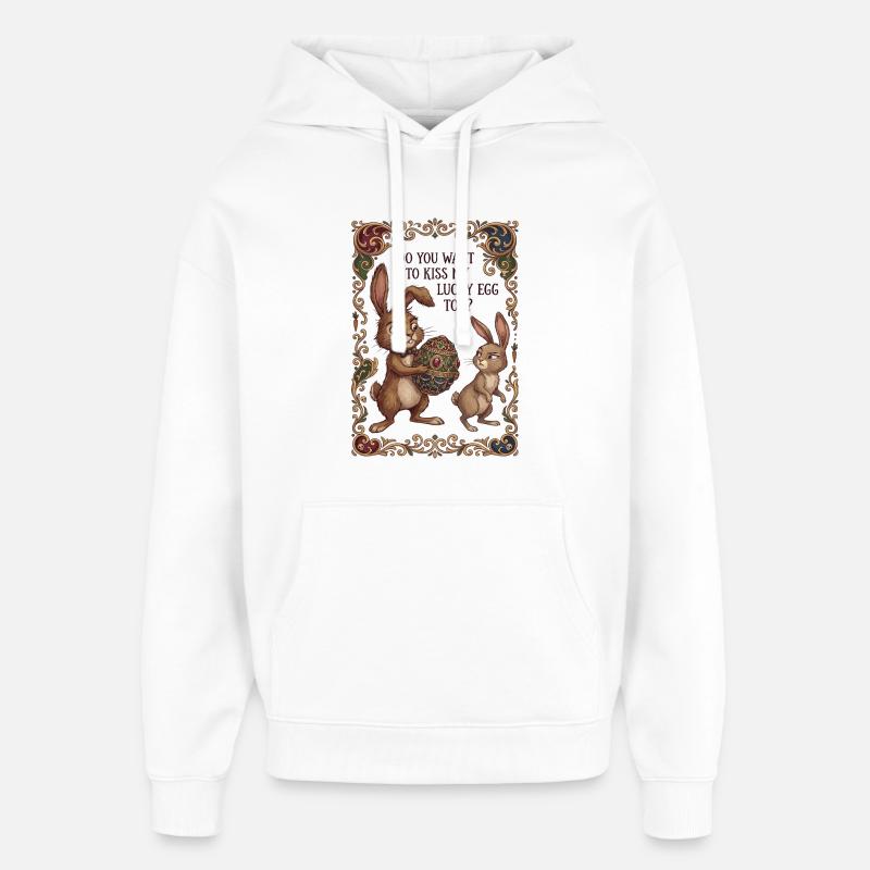 Art de l’œuf porte-bonheur - Sweat à capuche unisexe Stanley/Stella Oversized - blanc