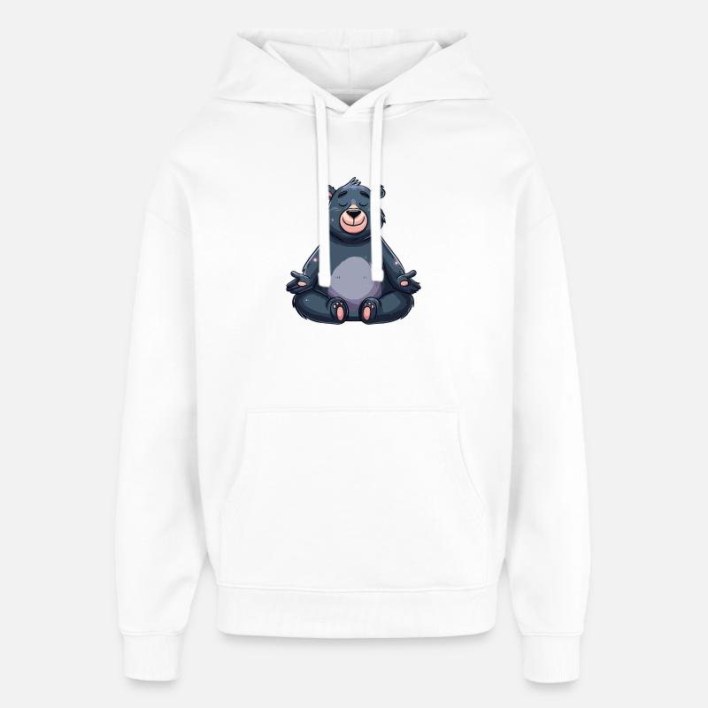Zen Bear méditant - Sweat à capuche unisexe Stanley/Stella Oversized - blanc