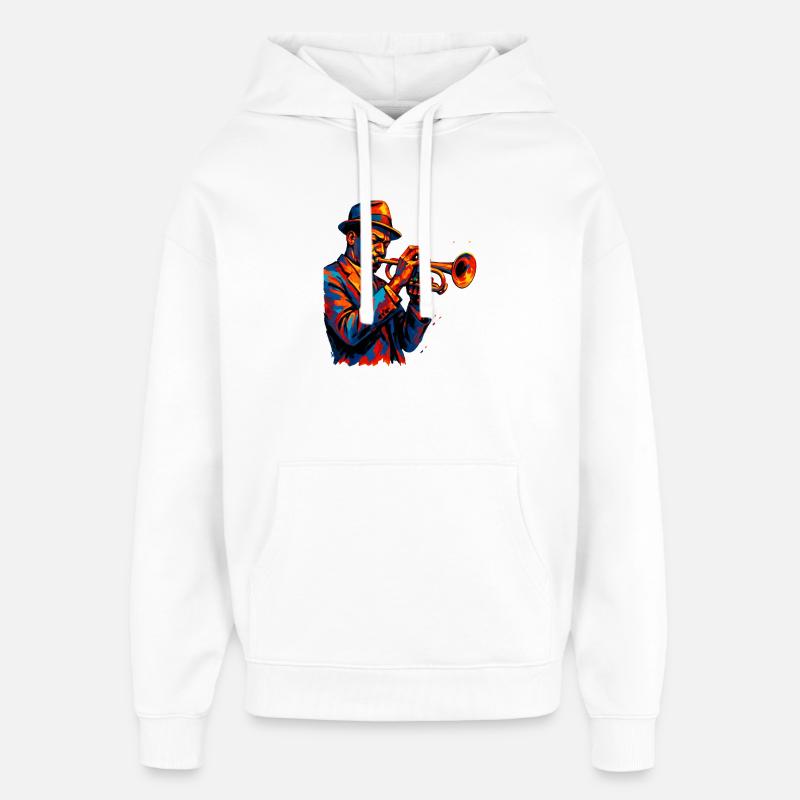 Jazz - Trompette - Musique - Sweat à capuche unisexe Stanley/Stella Oversized - blanc
