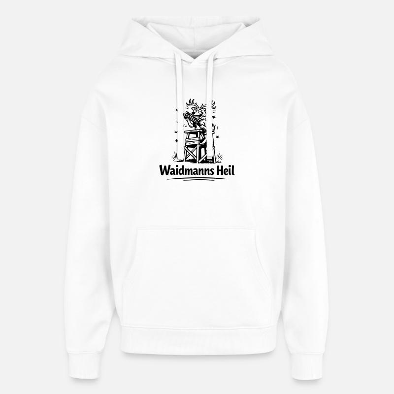 Verrückter Hirsch Waidmannsheil - Sweat à capuche unisexe Stanley/Stella Oversized - blanc