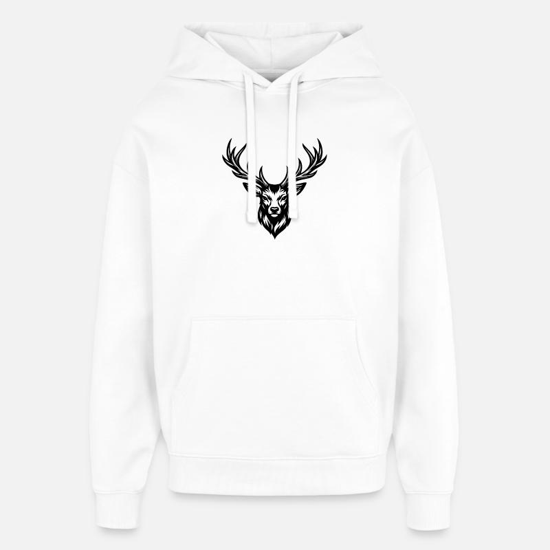 Dessin classique du cerf - Sweat à capuche unisexe Stanley/Stella Oversized - blanc