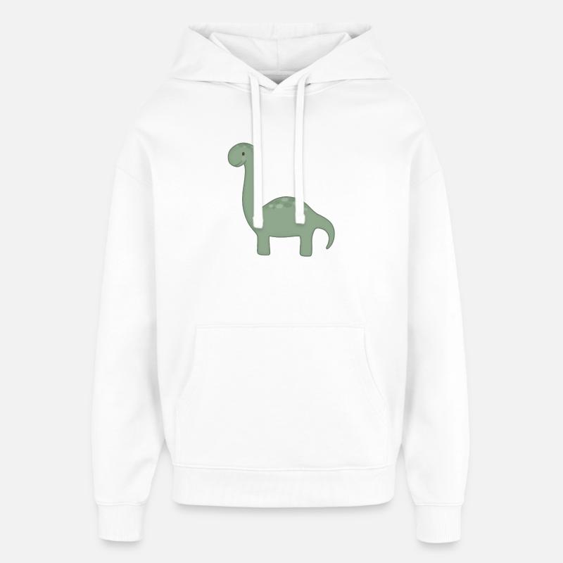 Dessin animé du Dino Vert - Sweat à capuche unisexe Stanley/Stella Oversized - blanc