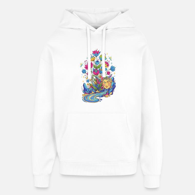 Ungdommens kilde Forårsflod Drømmelandskab Lykke - Hættetrøje unisex Stanley/Stella Oversized - hvid