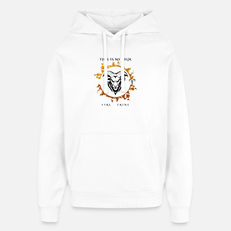 Mon signe Bélier - Sweat à capuche unisexe Stanley/Stella Oversized - blanc