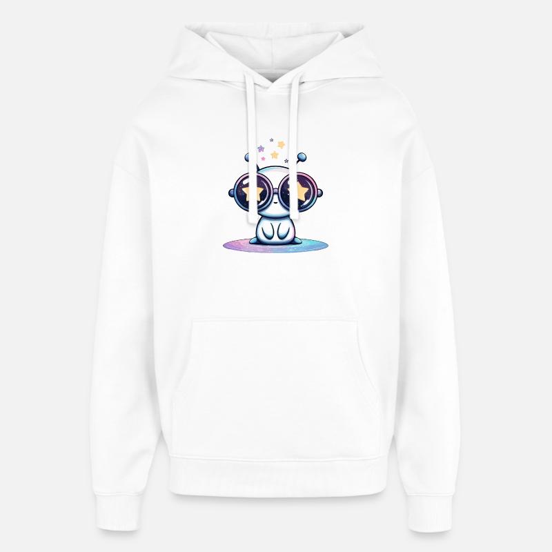 Lunettes étoilées Alien - Sweat à capuche unisexe Stanley/Stella Oversized - blanc