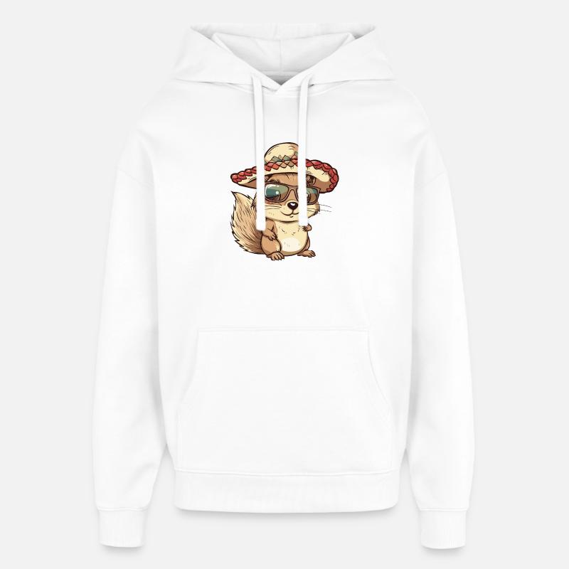 Squirrel Comic Funny Sombrero - Oversized Unisex Hoodie by Stanley/Stella - white