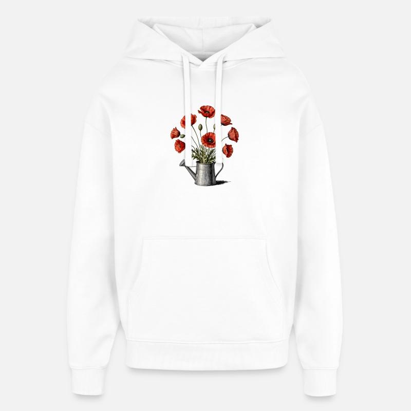 Coquelicots dans un arrosoir - Sweat à capuche unisexe Stanley/Stella Oversized - blanc