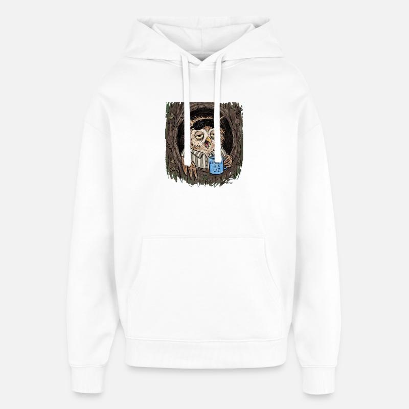 Caffeine is a Lie Eule Kaffee - Oversized Unisex Hoodie von Stanley/Stella - Weiß