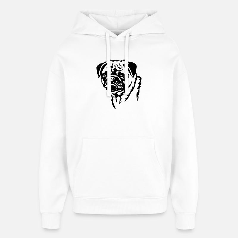 Tête de carlin - Sweat à capuche unisexe Stanley/Stella Oversized - blanc
