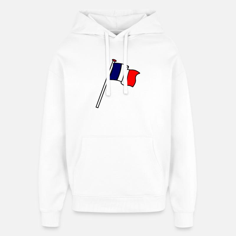 Drapeau : France Drapeaux FR - Sweat à capuche unisexe Stanley/Stella Oversized - blanc