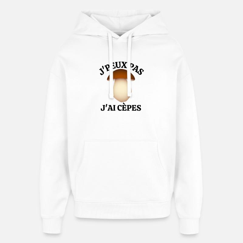 cèpes, champignon, ramasser des champignon - Sweat à capuche unisexe Stanley/Stella Oversized - blanc