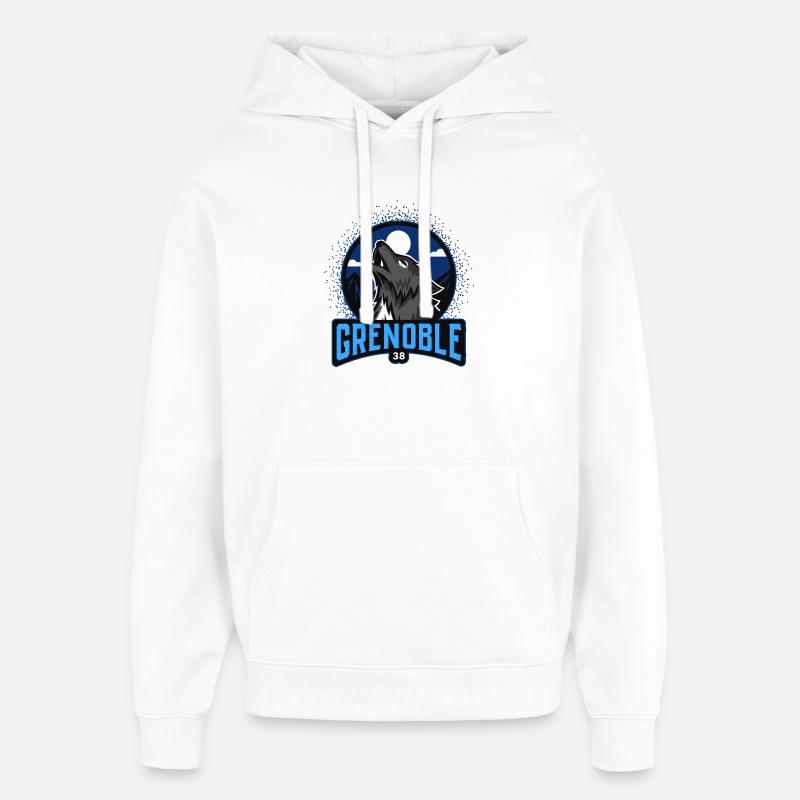 Grenoble et le loup - Sweat à capuche unisexe Stanley/Stella Oversized - blanc
