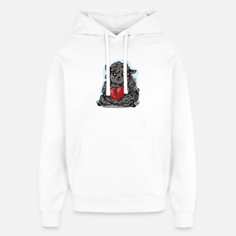 Mouton noir - Sweat à capuche unisexe Stanley/Stella Oversized - blanc