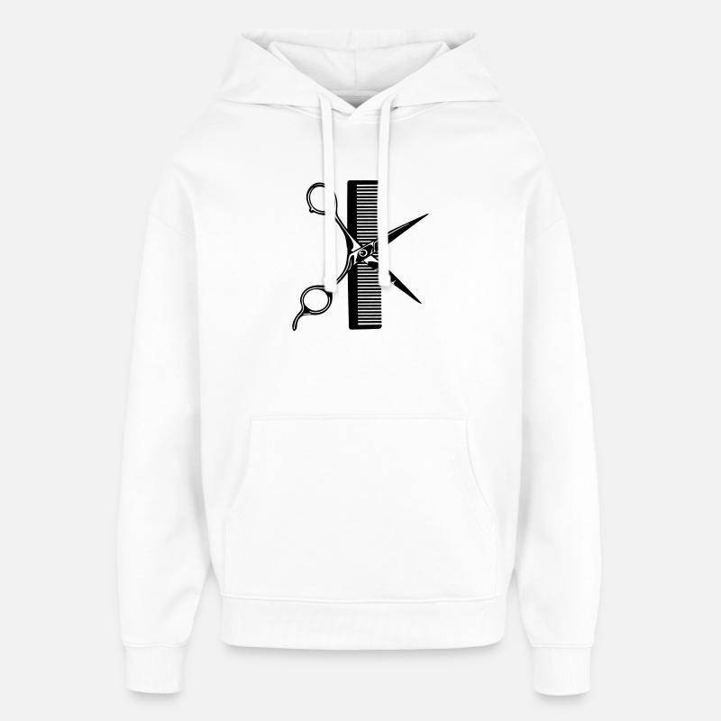 Peigne à ciseaux - Sweat à capuche unisexe Stanley/Stella Oversized - blanc