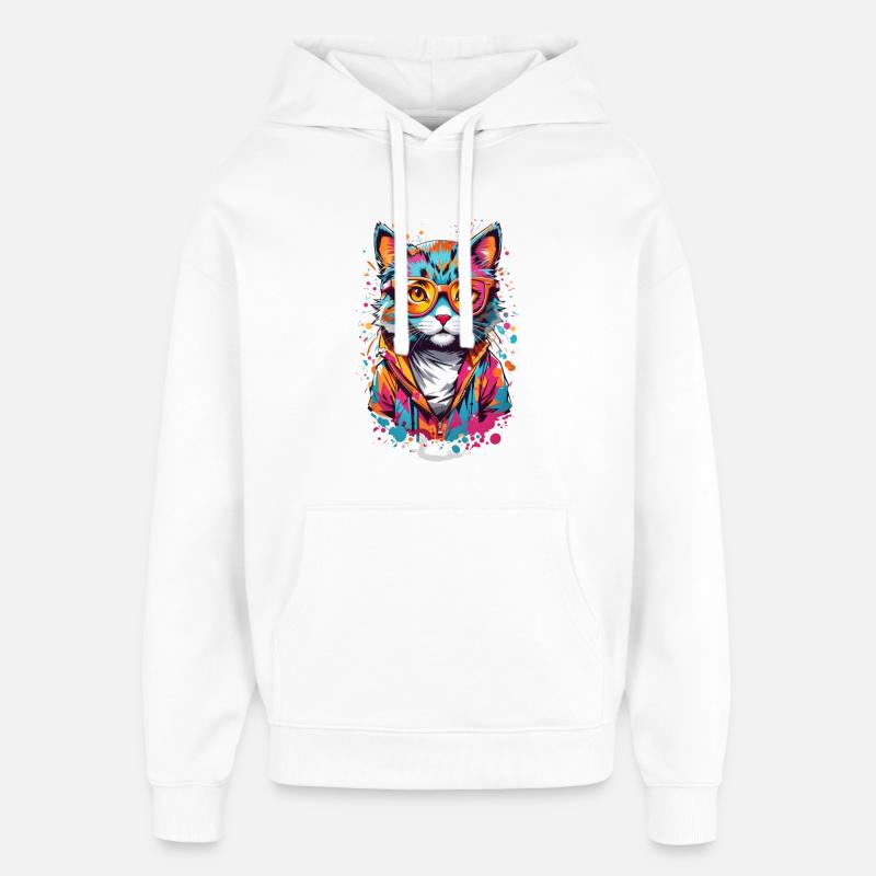 Chat mignon - Sweat à capuche unisexe Stanley/Stella Oversized - blanc