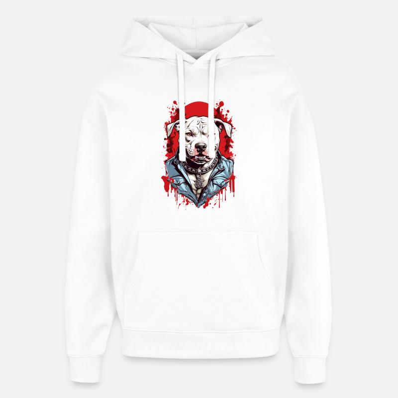 Race de chien Pitbulls - Sweat à capuche unisexe Stanley/Stella Oversized - blanc