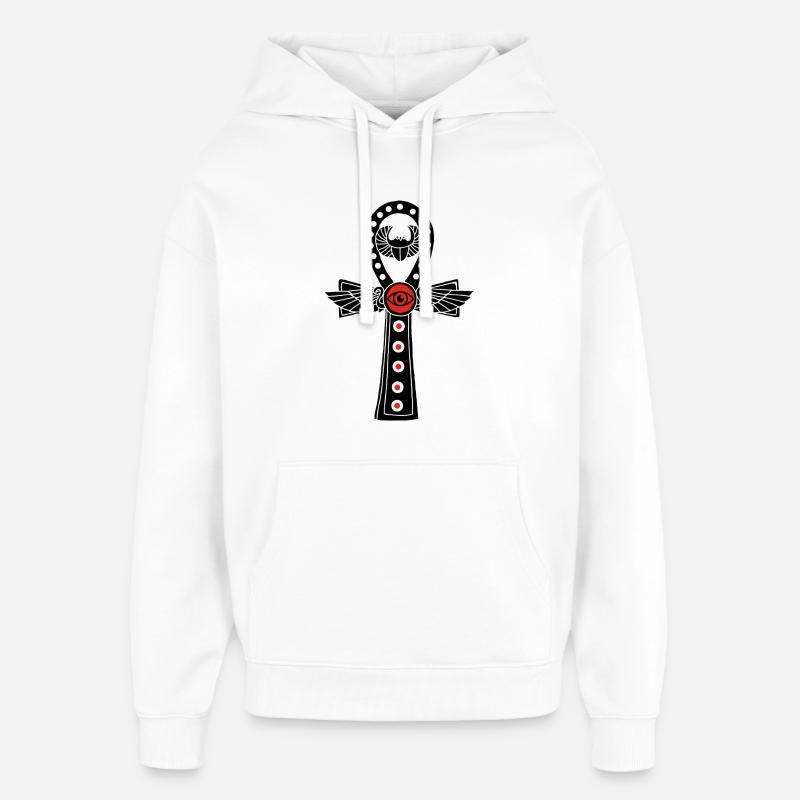 Croix de vie égyptienne (noir) - Sweat à capuche unisexe Stanley/Stella Oversized - blanc