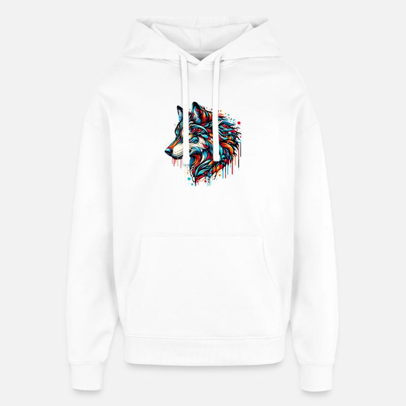 Loup - Sweat à capuche unisexe Stanley/Stella Oversized - blanc