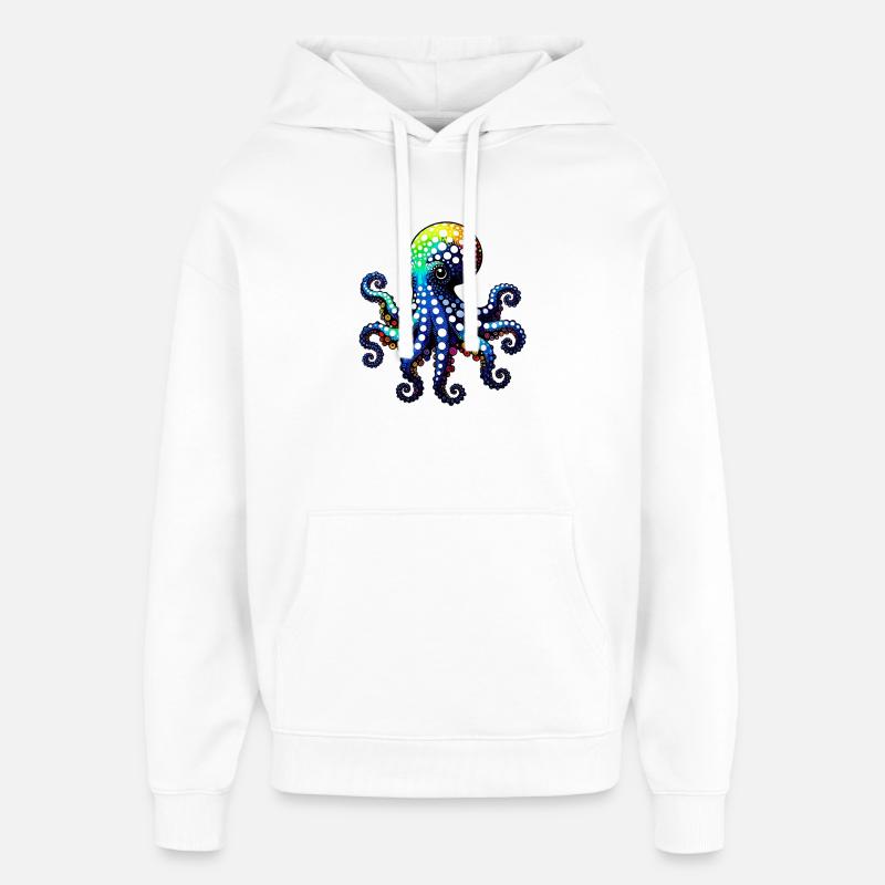 Pieuvre - Sweat à capuche unisexe Stanley/Stella Oversized - blanc