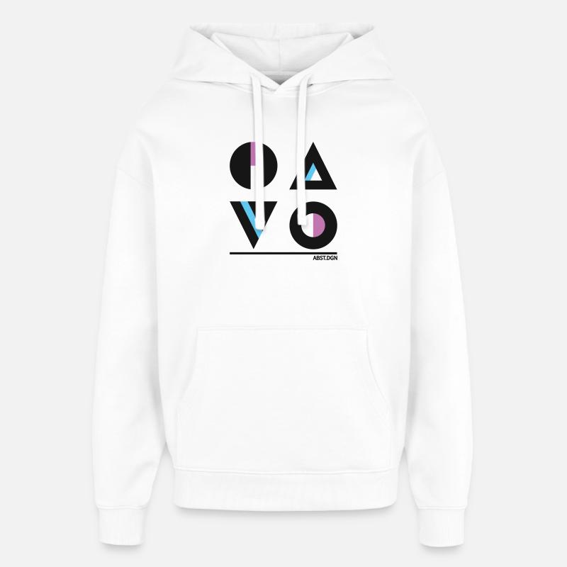 Conception géométrique abstraite - Mode élégante - Sweat à capuche unisexe Stanley/Stella Oversized - blanc