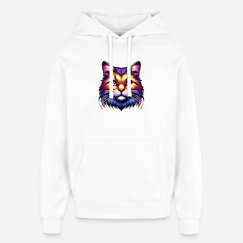 Cat - Oversized Unisex Hoodie by Stanley/Stella - white