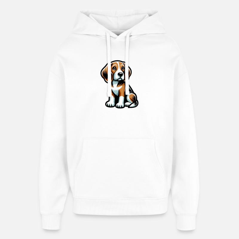 Beagle cartoon Chien mignon - Sweat à capuche unisexe Stanley/Stella Oversized - blanc