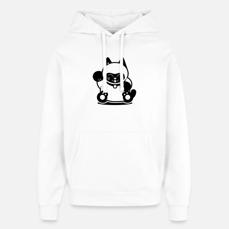 Chat de Siam - Sweat à capuche unisexe Stanley/Stella Oversized - blanc
