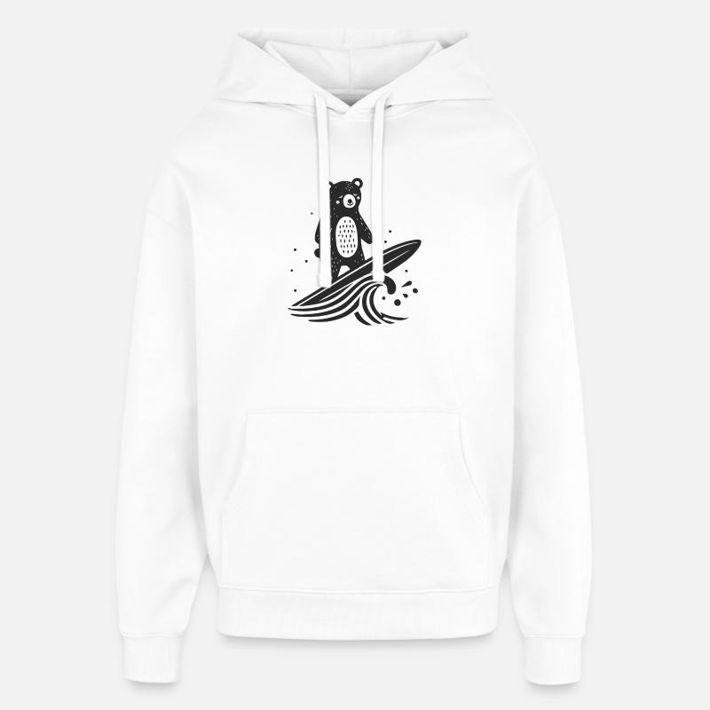 ours surfeur - illustration d’animal ludique - Sweat à capuche unisexe Stanley/Stella Oversized - blanc