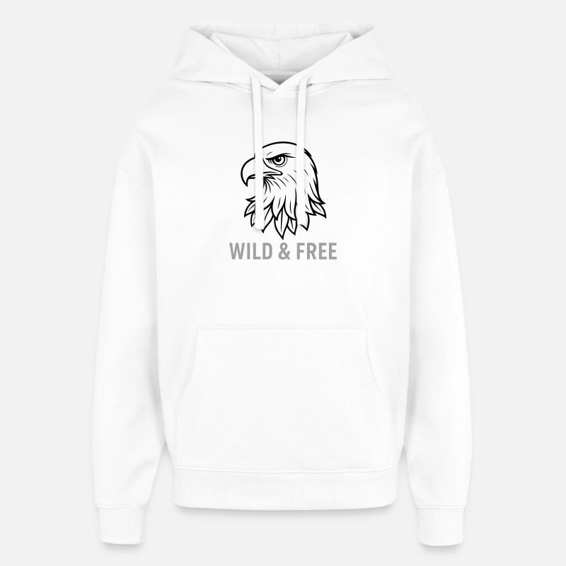 Adler Adlerkopf Sauvage et libre - Sweat à capuche unisexe Stanley/Stella Oversized - blanc