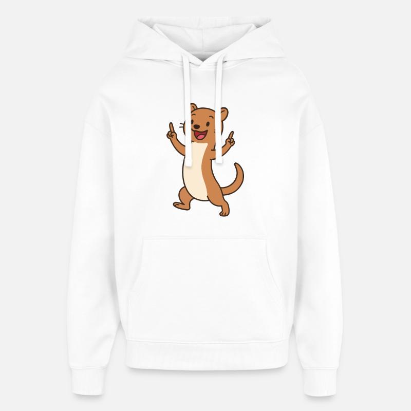 Joyeux bébé belette avec breloque - Sweat à capuche unisexe Stanley/Stella Oversized - blanc