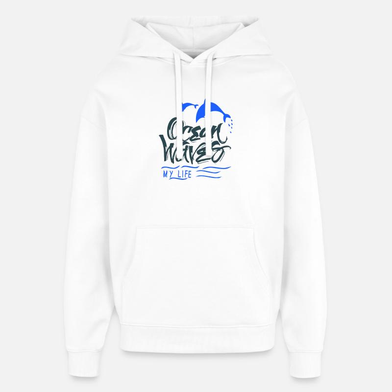 Dauphins de l’océan - Sweat à capuche unisexe Stanley/Stella Oversized - blanc