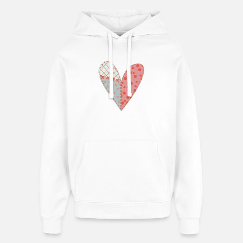 Coeur Patchwork No11 - Sweat à capuche unisexe Stanley/Stella Oversized - blanc