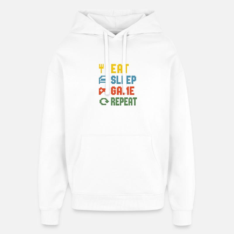 Manger dormir jeu Répéter - Sweat à capuche unisexe Stanley/Stella Oversized - blanc