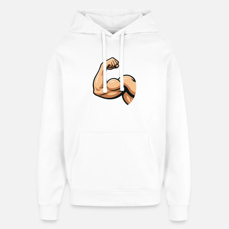 Illustration de biceps forts - Sweat à capuche unisexe Stanley/Stella Oversized - blanc