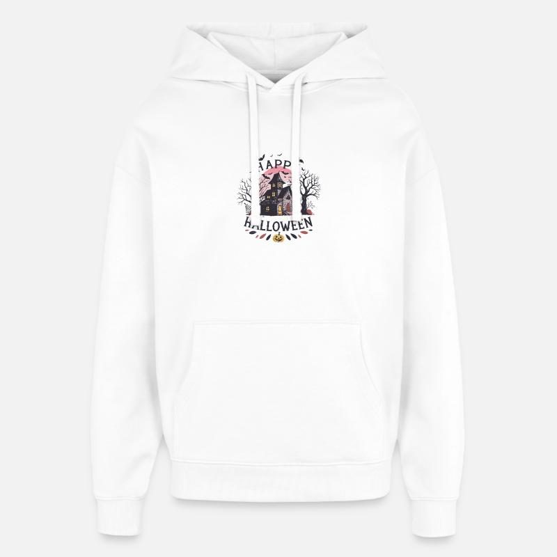 Maison hantée pastel sous lune - Sweat à capuche unisexe Stanley/Stella Oversized - blanc