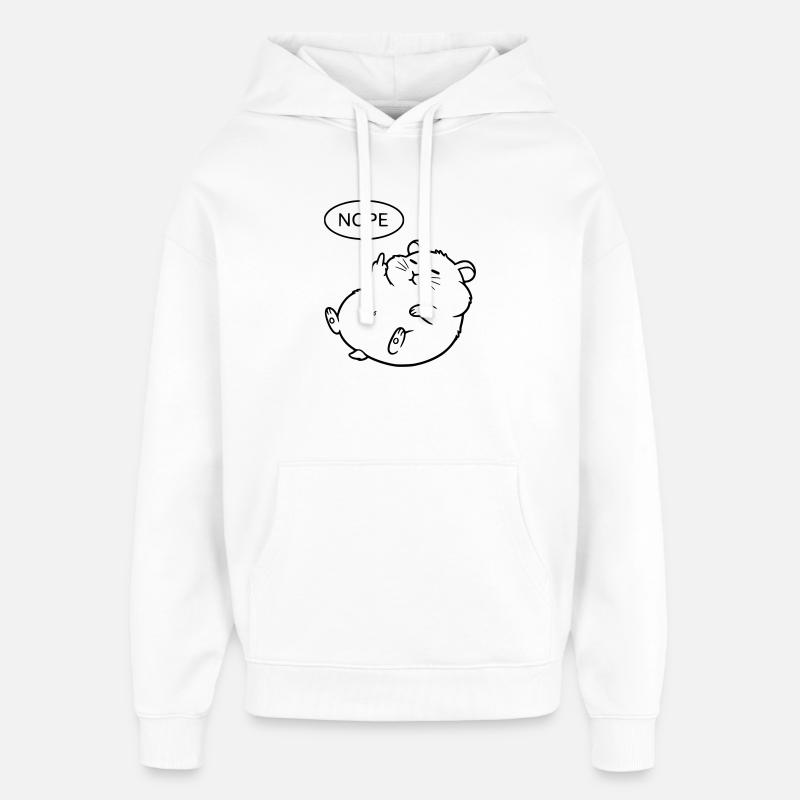 Nope Hamster | Funny Middle Finger Statement - Oversized Unisex Hoodie by Stanley/Stella - white