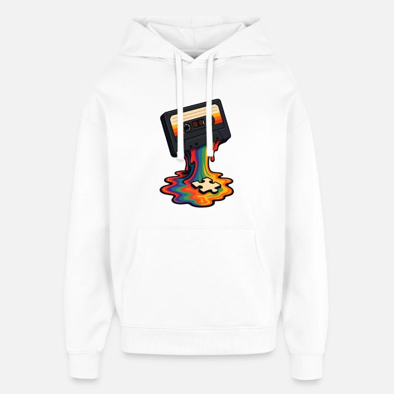 Rainbow Cassette Melt Puzzle - Sweat à capuche unisexe Stanley/Stella Oversized - blanc