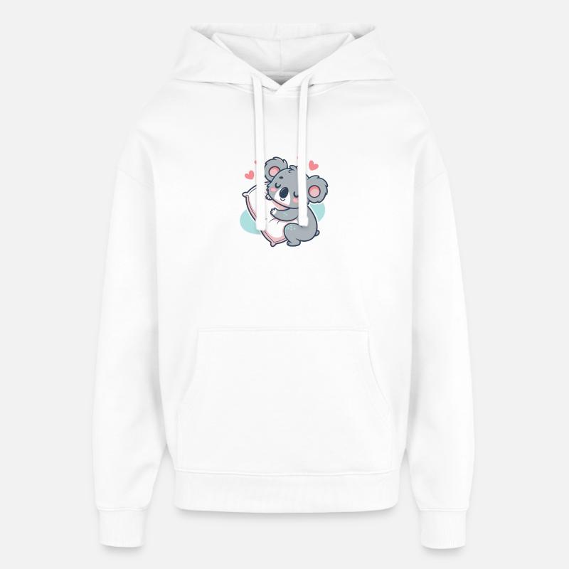 Koala câlin et oreiller coeur - Sweat à capuche unisexe Stanley/Stella Oversized - blanc