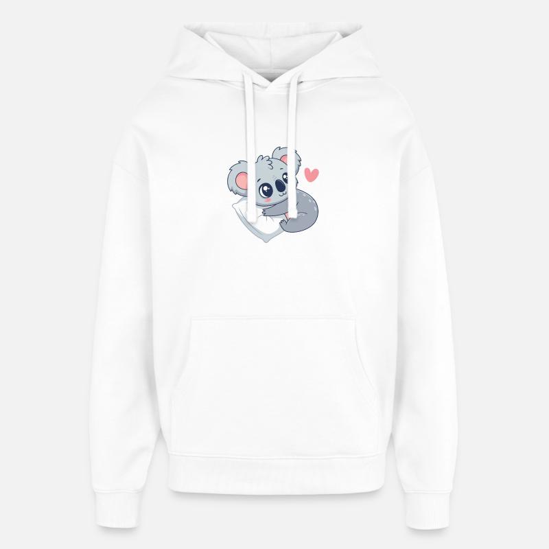 Koala câlin sur coussin pastel - Sweat à capuche unisexe Stanley/Stella Oversized - blanc