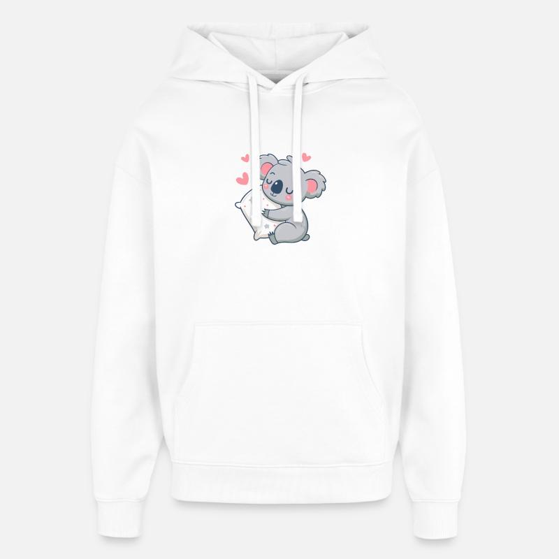 Koala câlin et oreiller étoilé - Sweat à capuche unisexe Stanley/Stella Oversized - blanc