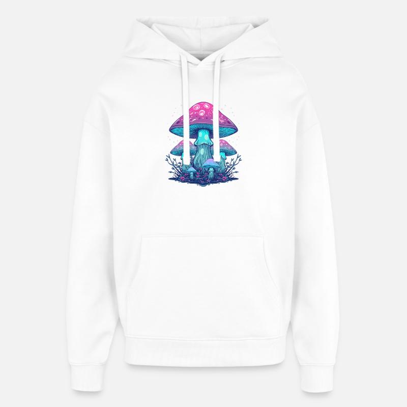 Champignons Néon Éthéré - Sweat à capuche unisexe Stanley/Stella Oversized - blanc